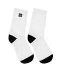 Pair of MURR unisex socks – white with bold printed design, comfortable cotton blend  
