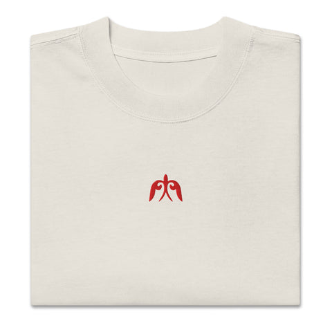 Oversized Faded Bone Cotton T-Shirt – relaxed fit, back view, minimalist casual style, soft breathable fabric, unisex streetwear essential