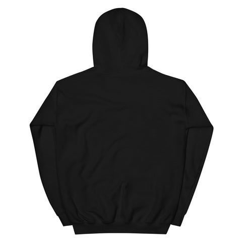 Black MURR Unisex Heavy-Blend Hoodie – streetwear style, cotton-poly blend, back view with double-lined hood and ribbed cuffs
