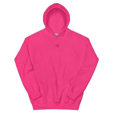pink MURR Unisex Heavy-Blend Hoodie – streetwear style, cotton-poly blend, back view with double-lined hood and ribbed cuffs