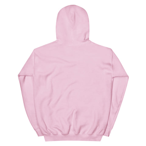 rosa MURR Unisex Heavy-Blend Hoodie – streetwear style, cotton-poly blend, back view with double-lined hood and ribbed cuffs
