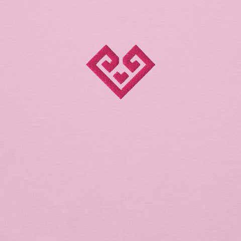 pink MURR Unisex Heavy-Blend Hoodie – streetwear style, cotton-poly blend, back view with double-lined hood and ribbed cuffs