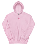 pink MURR Unisex Heavy-Blend Hoodie – streetwear style, cotton-poly blend, back view with double-lined hood and ribbed cuffs
