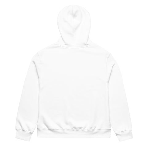 White MURR Unisex Oversized Heavy‑Weight Hoodie – streetwear style, front view, relaxed fit cotton‑poly blend
