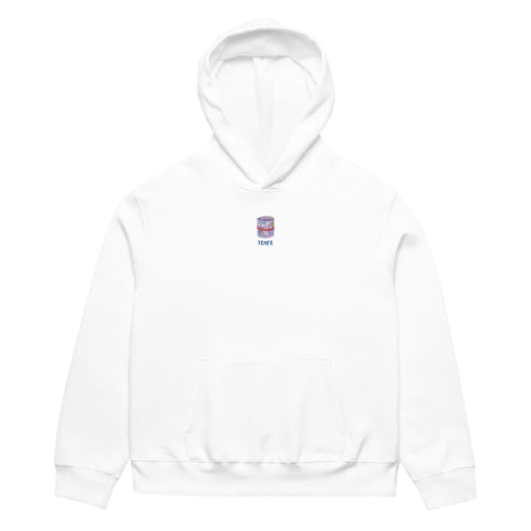 White MURR Unisex Oversized Heavy‑Weight Hoodie – streetwear style, front view, relaxed fit cotton‑poly blend
